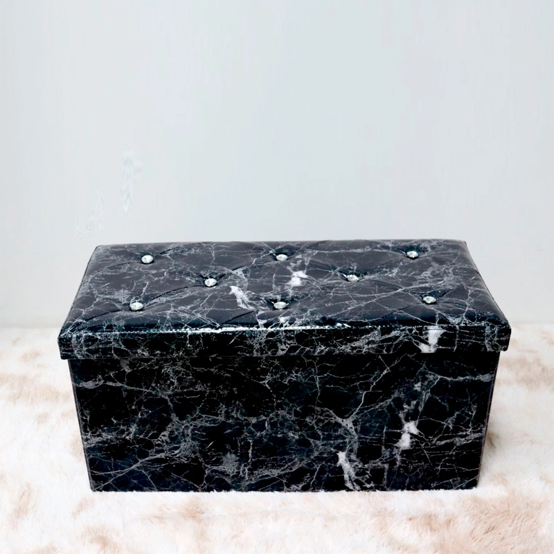 marble leather foldable storage ottoman stool