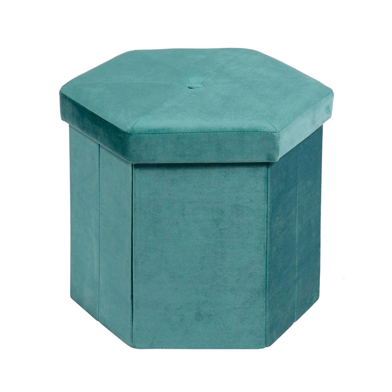 hexagon velvet foldable storage stool