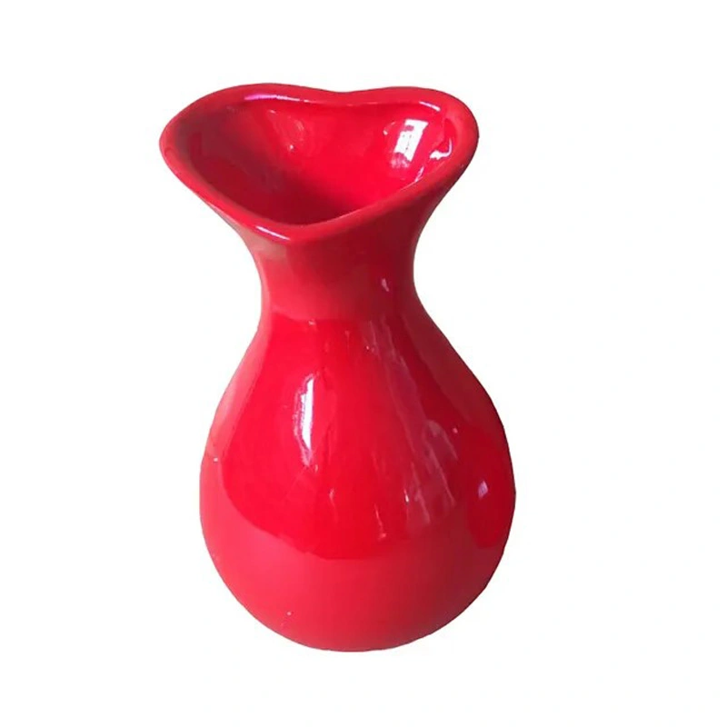 Valentines Ceramic Red Heart Flower Vase