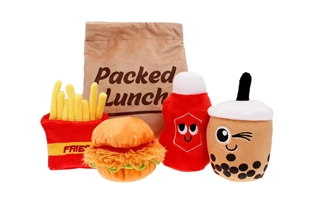 4305154 Fast Food Hamburger & French Fry Squeaky Plush Dog Toy Cheap Price Wholesale Supplier