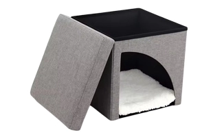 4305195 New Fashion Modern Small Faux Linen Ottoman Box with Storage Cheap Price Wholesale Supplier