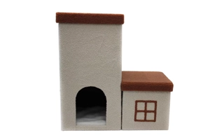 4305203 Custom Cute Pet House Soft Teddy Fabric Cat Toy Cardboard House Castle Cheap Price Wholesale Supplier
