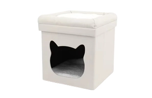 4305206 Modern White Velvet Tuffed Square Folding Bed Collapsible Cube Cat Bed Cheap Price Wholesale Supplier