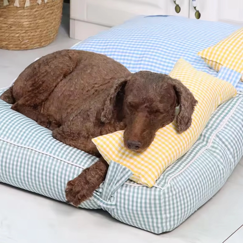 4305277 wholesale detachable plaid dog bed with pillow cheap price wholesale supplier