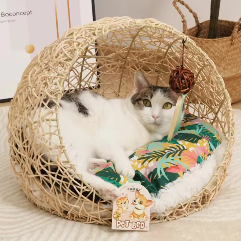 4305283 summer cat bed rattan weaving cheap price wholesale supplier