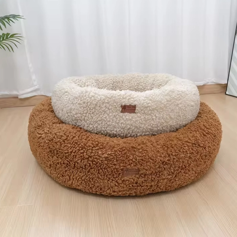 4305287 beige brown cat dog bed sherpa material cheap price wholesale supplier