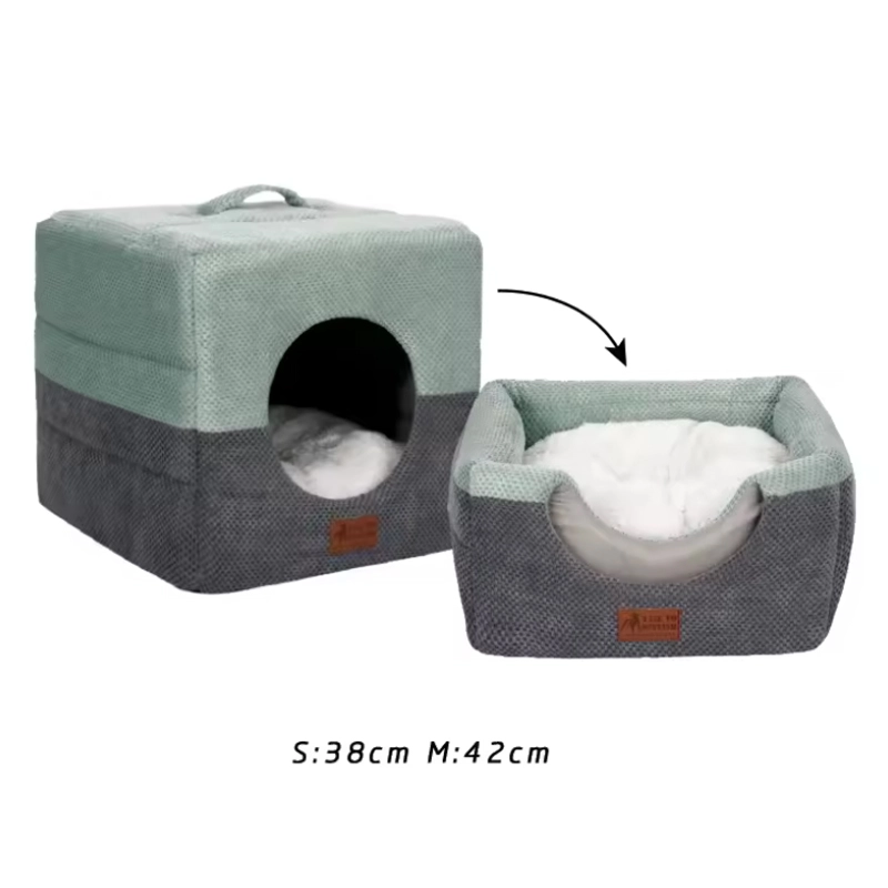 4305288 foldable short plush warm cat bed functional cheap price wholesale supplier