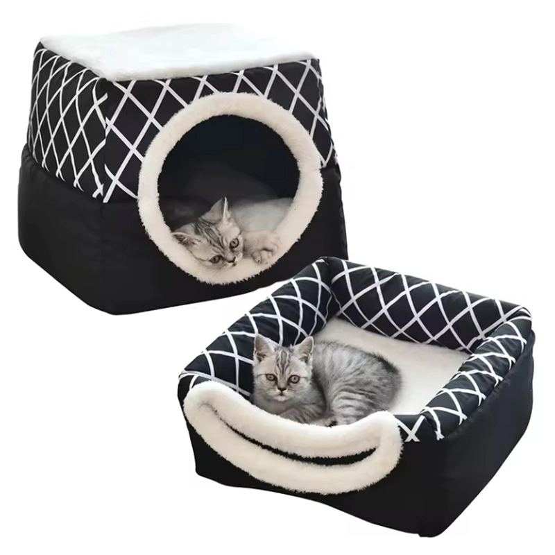 4305293 functional short plush warm cat bed foldable cheap price wholesale supplier