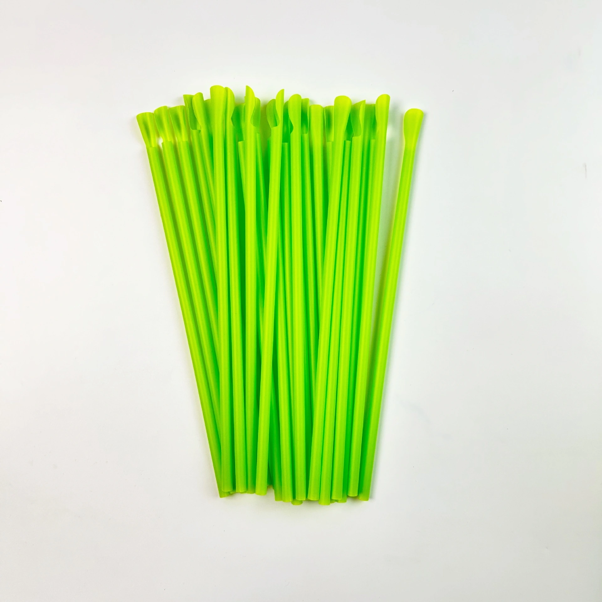 6x260pla Straight Tube Fluorescent Green Biodegradable Thin Straw Milk Tea Straw Disposable Milkshake Scoop Tube Food Grade