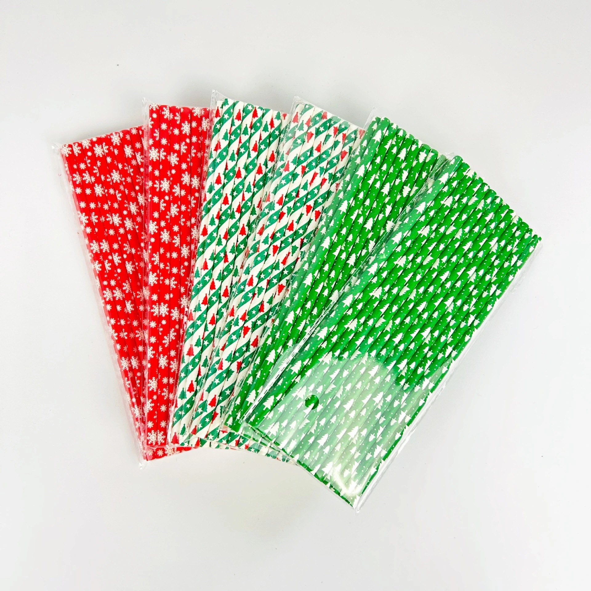 Christmas Series Paper Straw Party Festive New Year Props Cross-Border Straw Disposable Environmentally Friendly Degradable Decoration