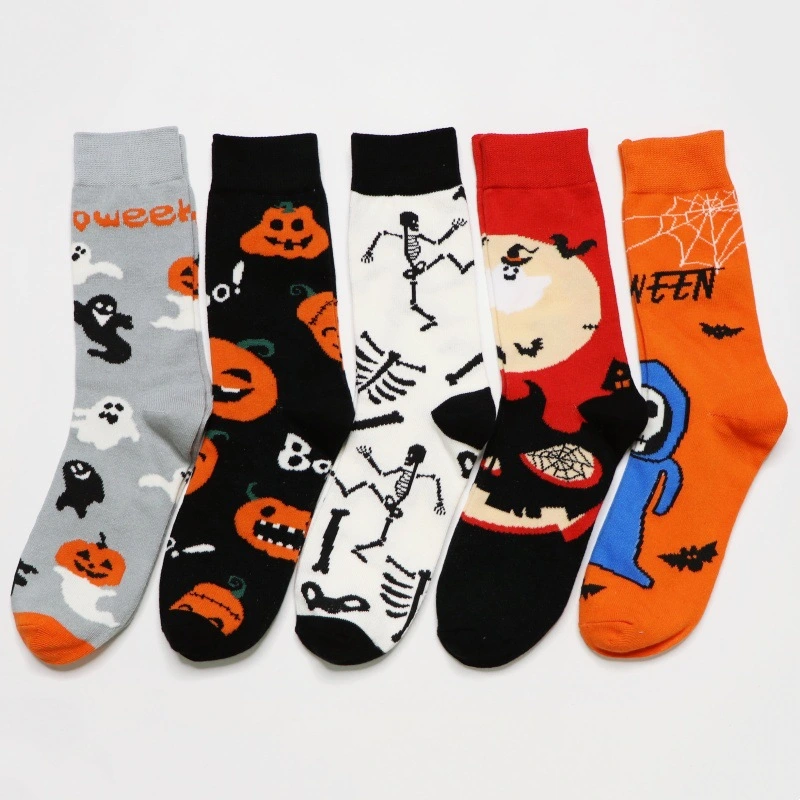 Custom Halloween Socks Europe and the United States Men and Women's New Cotton Socks Spring and Autumn Skull Personality Socks S Midtube Socks