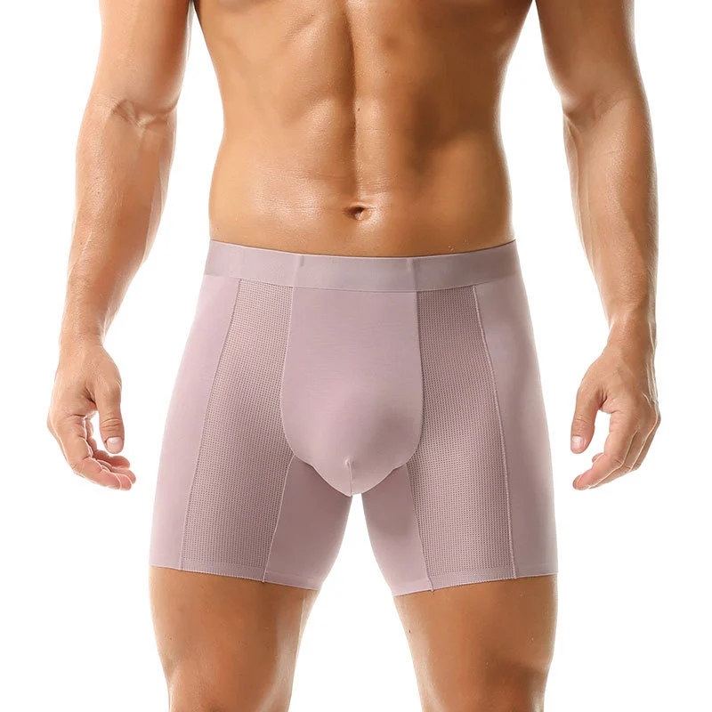 Custom Wear Resistant Non Trace Antibacterial Shorts Solid Color Mesh Breathable Men's Underpants Modal Men's Underwear