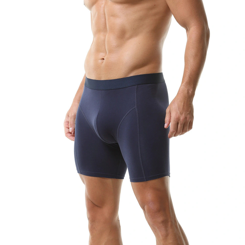 European and American Boxers Pure Cotton Anti-Wear Leg Mid-Waist Breathable Sports Plus Long Boxers Men's Underwear