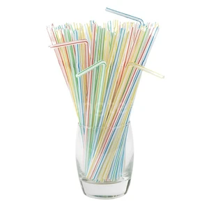 Munters 5-210 Disposable Plastic Straw Color Bar Bendable Straw Food Grade Pp Household Drinking Juice Mother and Baby