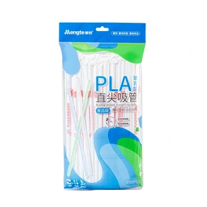 Munters Disposable PLA Environmental Degradable Independent Packaging Straw White Bendable Straw 6x210 Drinking Equipment