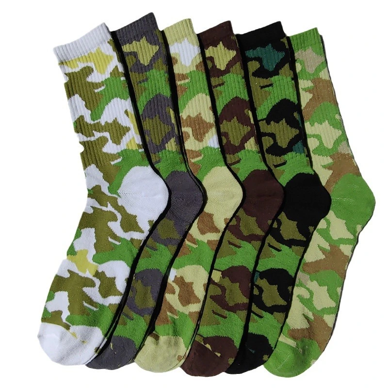 Off-the-Shelf Socks Men's Camouflage Socks Army Green Outdoor Cycling Cs Sports Mid-Tube Socks Wicking Sweat Breathable Cotton Socks