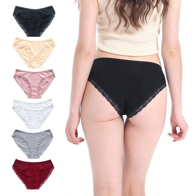 Plus-Size Lace Sexy Panties for Girls Lace Mid-Waist Panties Sexy Hip Panties for Girls Cotton Summer