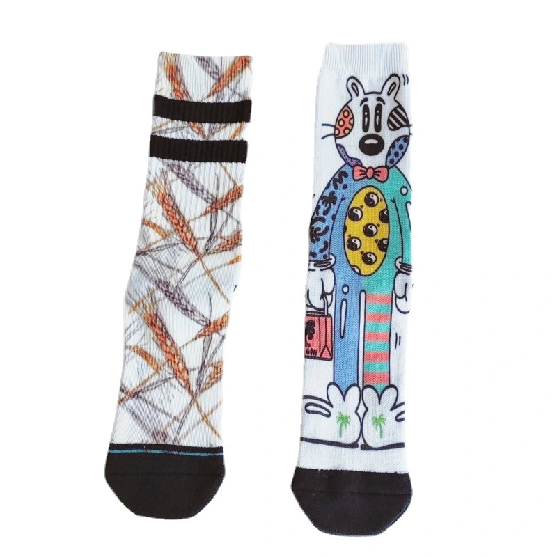 Printed Socks Custom 360 Seamless Print Cartoon DIY Casual Mid-Tube Socks Socks Towel Bottom Sports Casual Socks