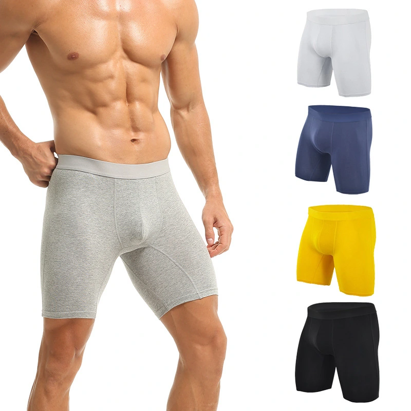 Spot Elastic Cotton Underwear Men's Mid-Waist Breathable Long Sports Boxers Distribution Processing Men's Underwear