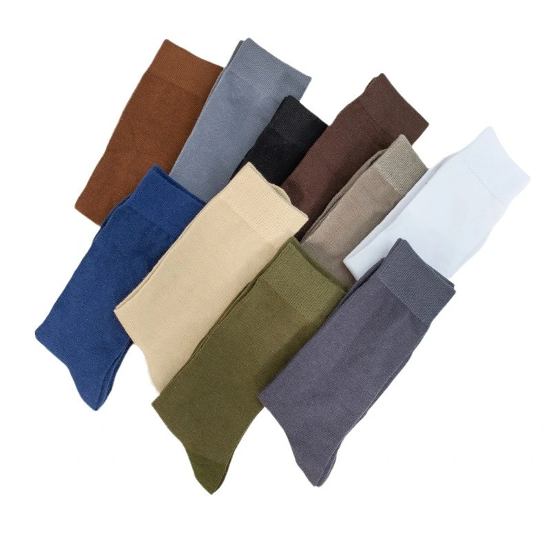 Stock Cotton Socks Men's Solid Color Mid-Tube Socks 5 Pairs of Four Seasons Casual 100 Match Gentlemen Business Socks Stockings