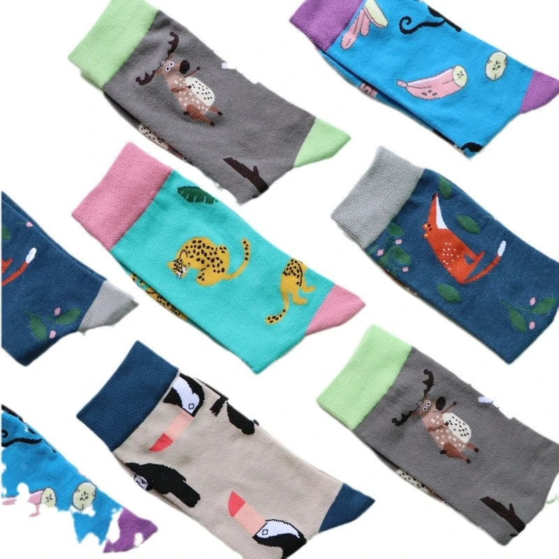 Stock Socks Personality Cartoon Animal Tide Socks Boneless Seam Head Soft and Comfortable 200n Mid-Tube Socks Men's and Women's Cotton Socks