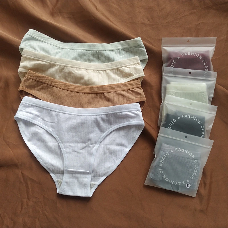 Women's Briefs Mid-Waist Solid Color Pure Cotton Women's Briefs Large Size Single Dress European and American Briefs