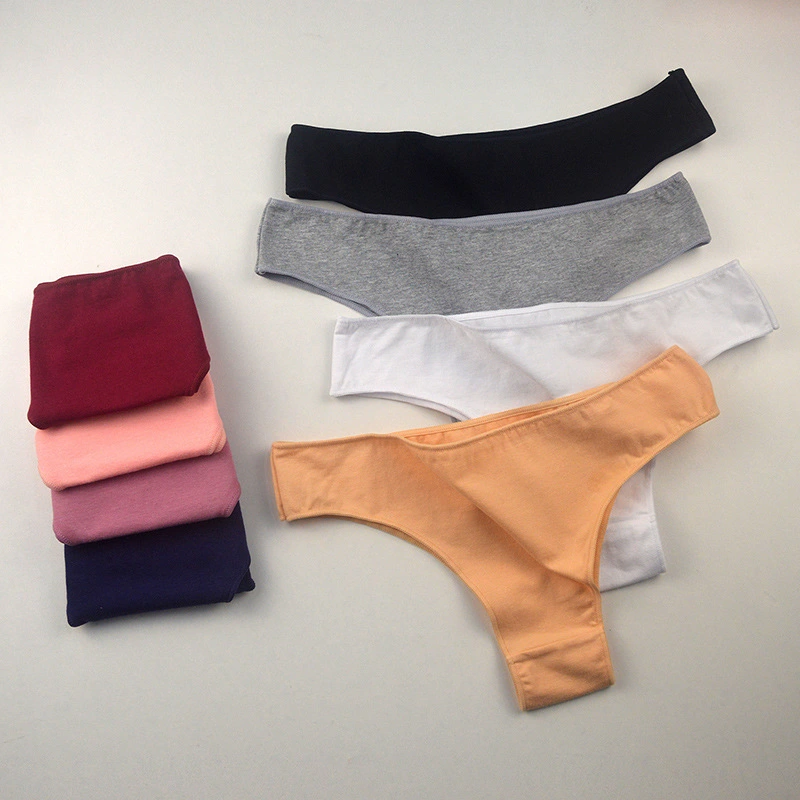 Women's Underwear Processing Custom Solid Color Cotton Sports Brazilian Underwear Sexy Underwear