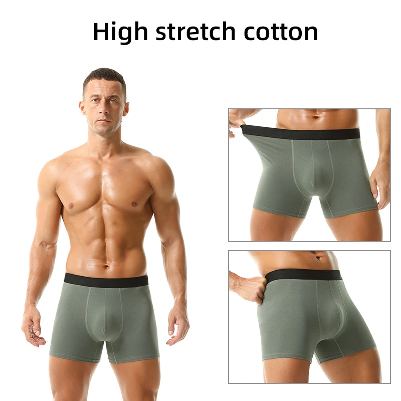 Yellow Men's Underwear This Year Cross-Border Wholesale Pure Cotton Men's Underwear Breathable Anti-Wear Leg European and American Men's Boxers