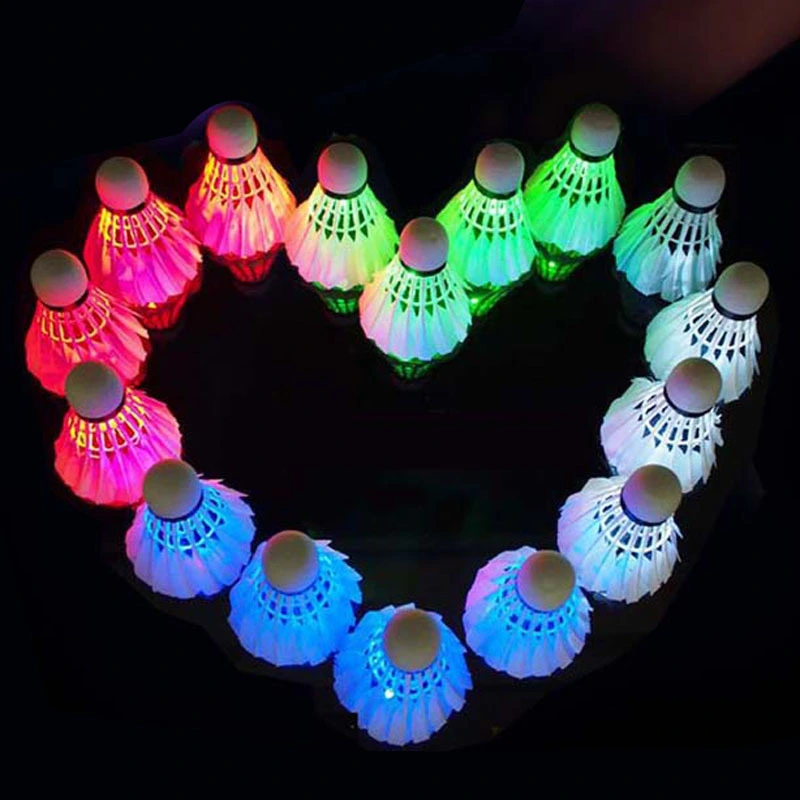 4 Sets of Luminous Badminton with Light Flashing Night with Selected Duck Feather LED Luminous Entertainment Badminton