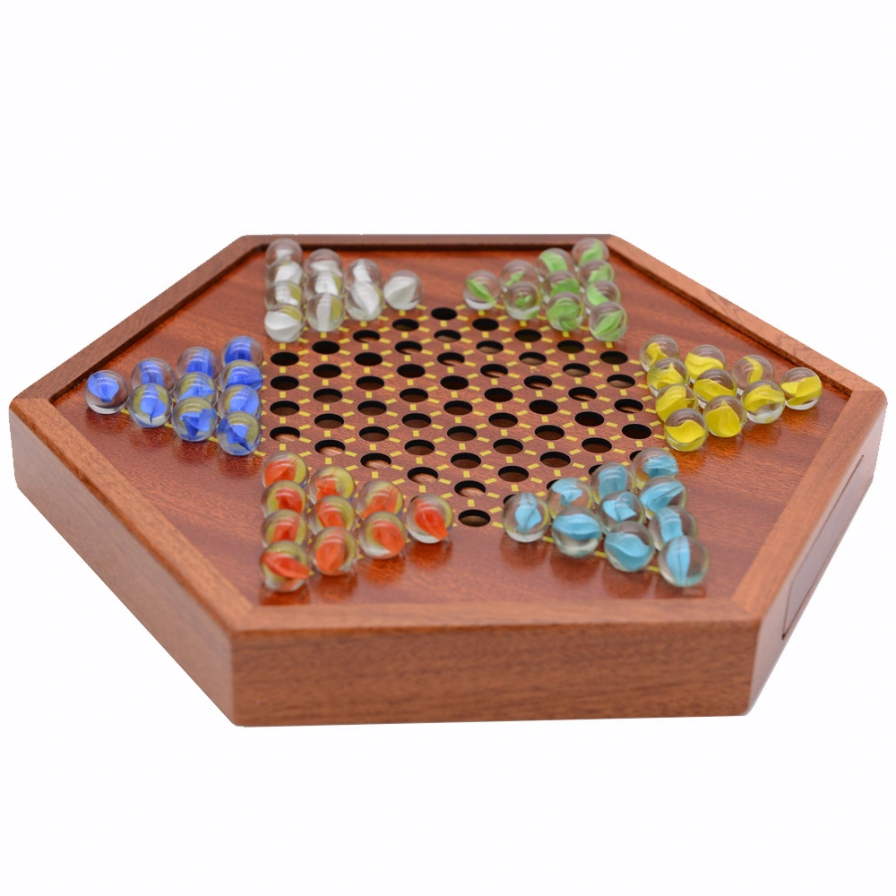 Checkers Glass Ball Wooden Table Games Chess and Card Competitive Educational Toys Drawer Type Portable Storage