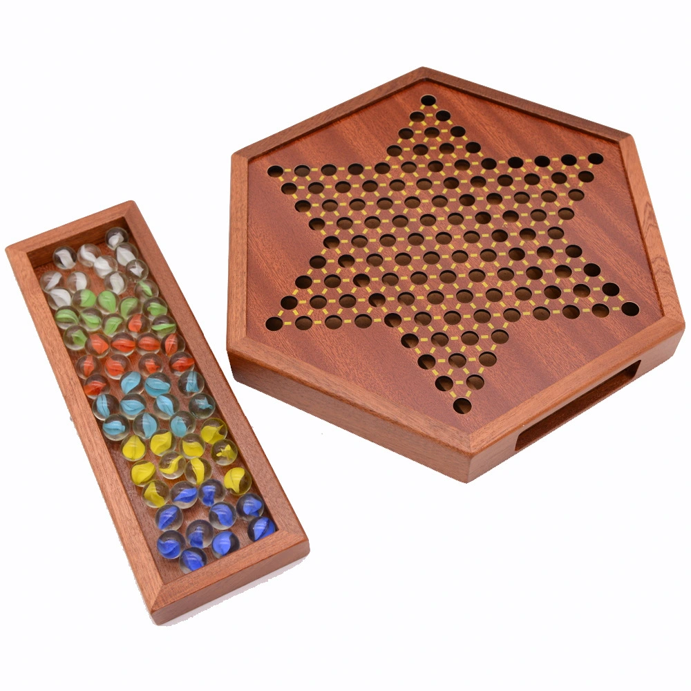 Checkers Glass Ball Wooden Table Games Chess and Card Competitive Educational Toys Drawer Type Portable Storage