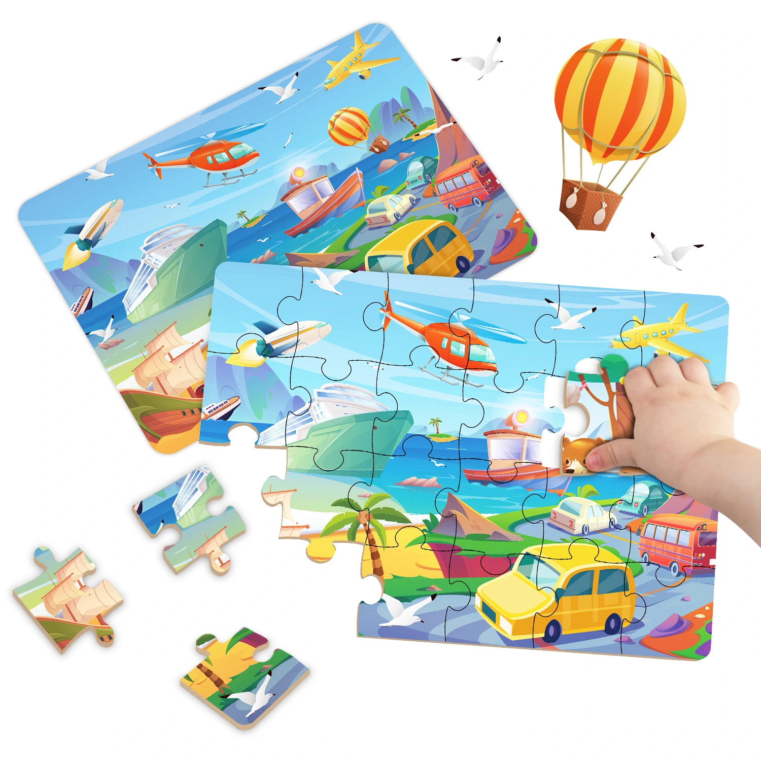 Children's Jigsaw Puzzle Early Education Puzzle Advanced Puzzle Fun DIY Traffic Scene Thickened Paper Jigsaw Puzzle Toy