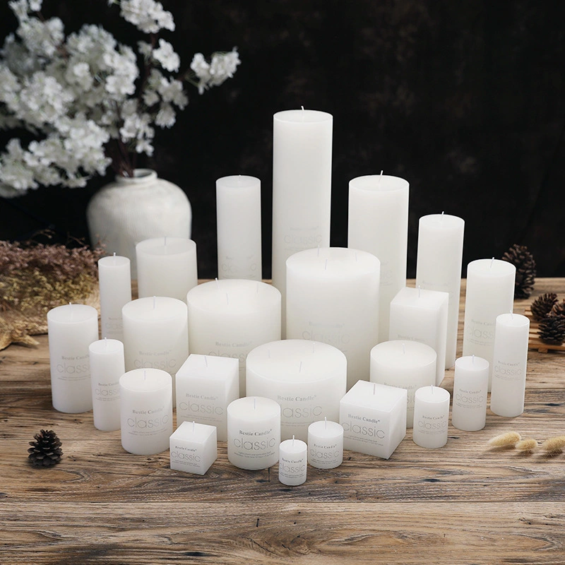 Classic Cylindrical White Candle European Tasteless Large Candle Wholesale Wedding Romantic Birthday Candlelight Dinner