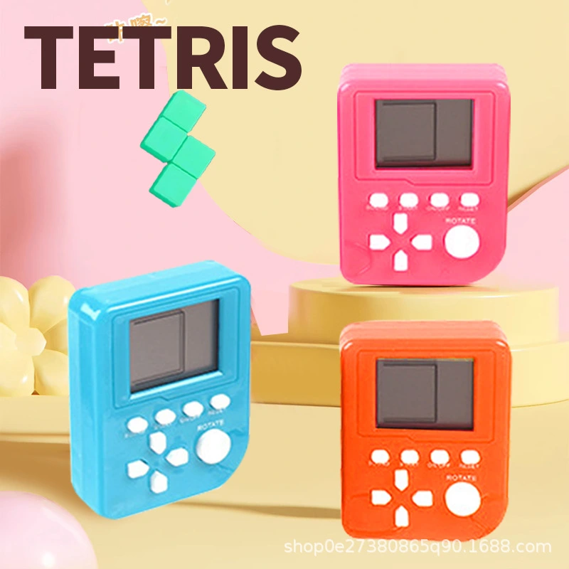 Handheld Tetris Game Console Mini Nostalgia Key Chain Puzzle Toy Pendant Creative Small Gift Wholesale