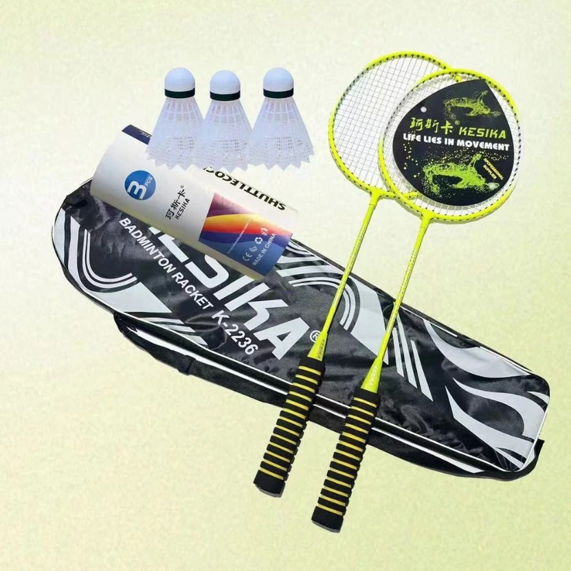 Kska K2236 Fluorescent Paint Amateur Beginner Straight Racket Split Badminton Racket Set with Original 3 Balls