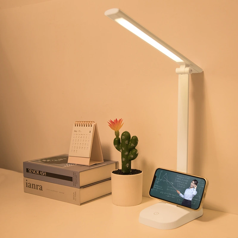 LED Folding Table Lamp Tri-Color Temperature Student Learning Desk Bedroom Nightlight Bedside Rechargeable Dormitory Lamp Wholesale