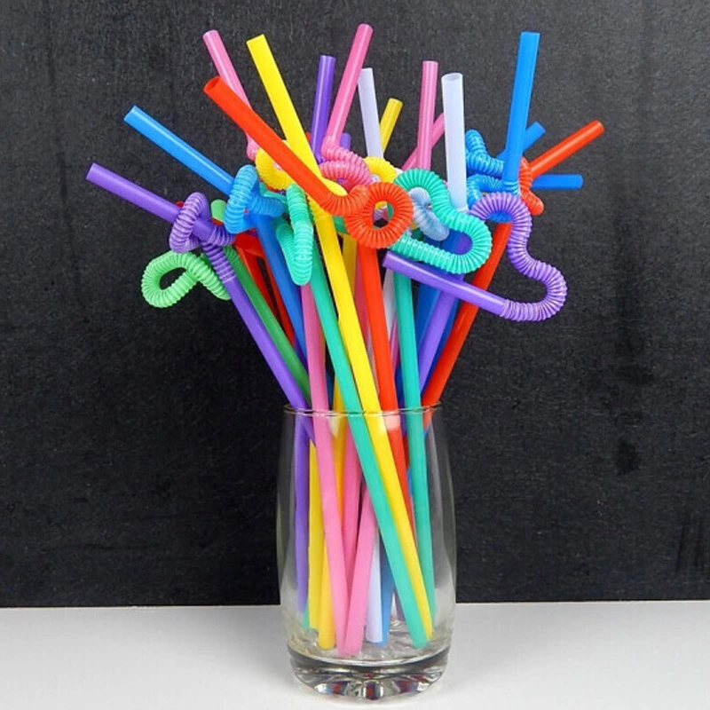 Processing Custom Disposable Color Art Straw Bending Shape Beverage Pp Plastic Straw Factory Direct Sales