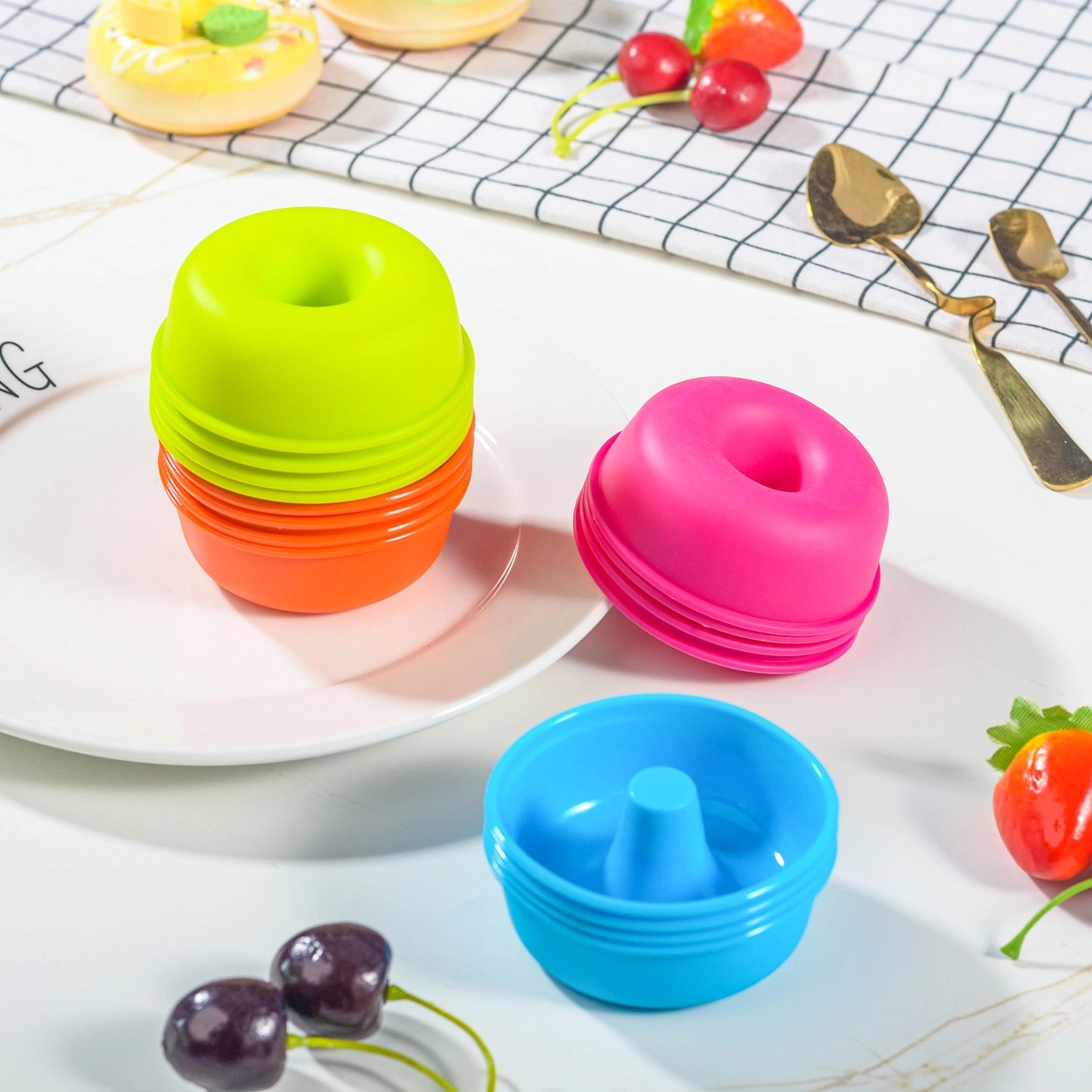 Silicone Round Donut Muffin Cup Set Spot Wholesale Mini Cake Mold Baking Tray