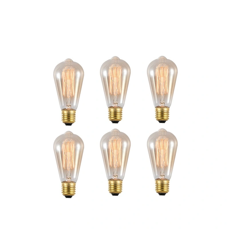 [ST64 Straight Wire 6PCS] Six Cross-Border Retro-Wind Tungsten Bulb 110V 220V 25W 40W 60W