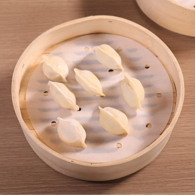 Steamer Paper Steamed Bun Dumplings Anti-Stick Household Steamer Paper Disposable Round Silicone Oil Paper Holder with Holes