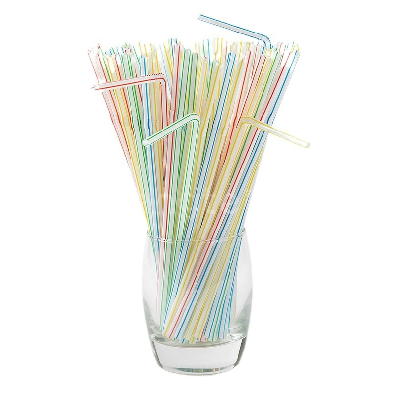 Straw Disposable Independent Packaging Milk Tea Drink Soy Milk Tea Straw Color Curved Pp Flat Mouth Art Straw