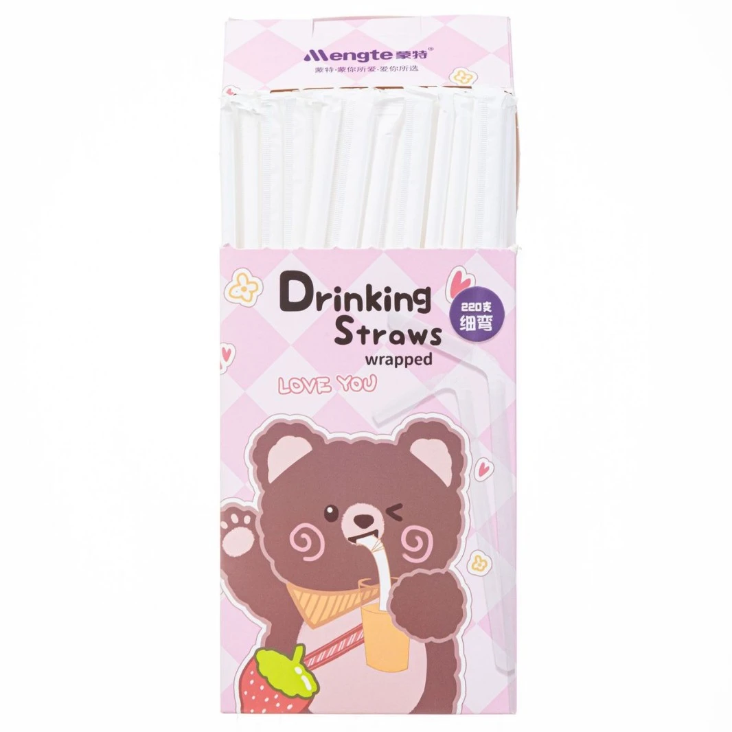 Straw Disposable Independent Packaging Single Straw Maternal Children Baby Food Grade Box Straw Plastic Bent Pipe