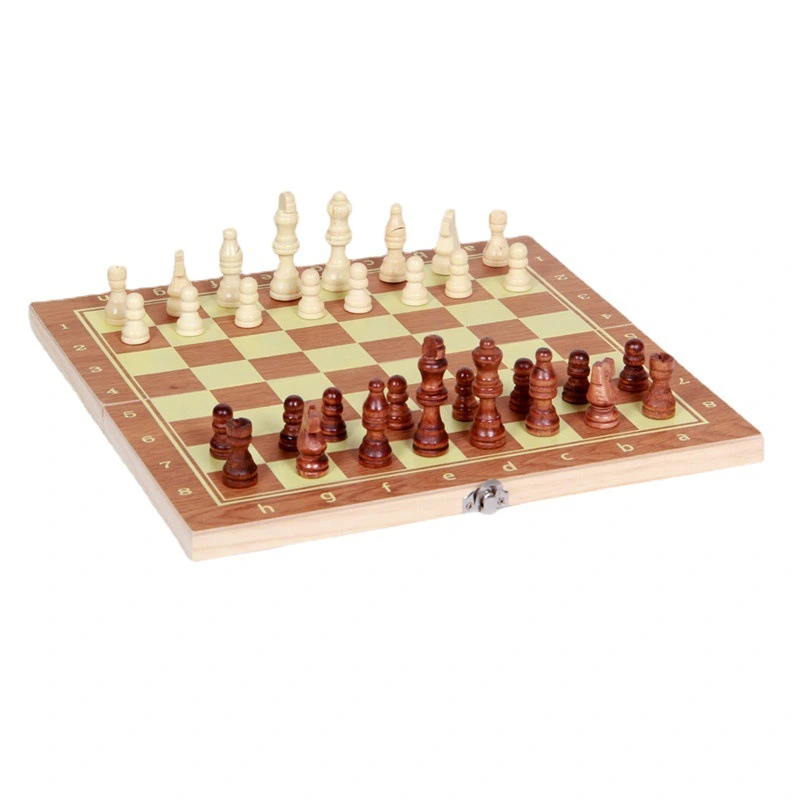 Three-in-One Chess Wooden Board Game Entertainment Table Games Competitive Puzzle Toy No Magnetic