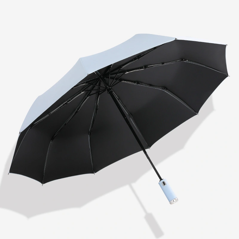 10 Bone Automatic Flashlight Umbrella Night Walking LED Umbrella Folding Clear Umbrella Sunscreen Advertising Umbrella