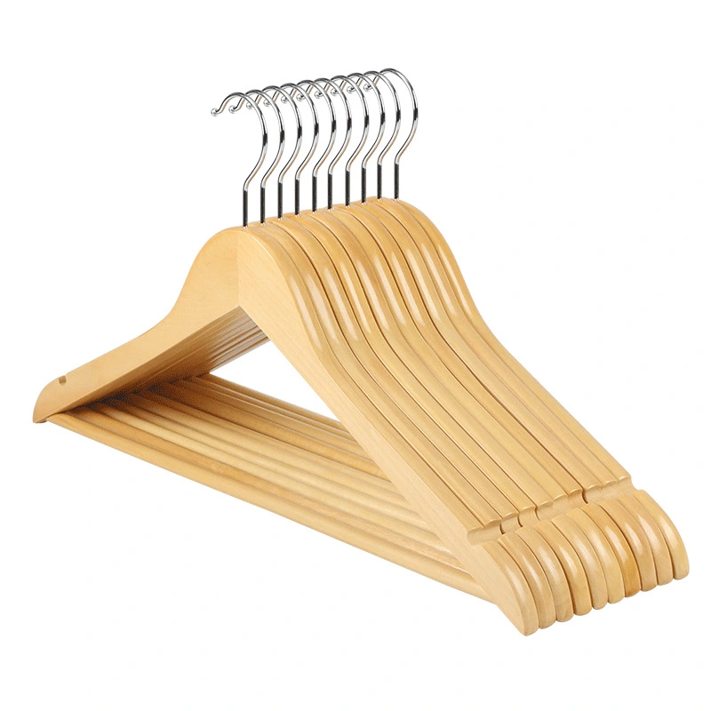 A Solid Wood Coat Hanger Non-slip and No Trace Hotel Clothes Support Wardrobe Storage Wooden Coat Hanger Household Wooden Coat Hanger