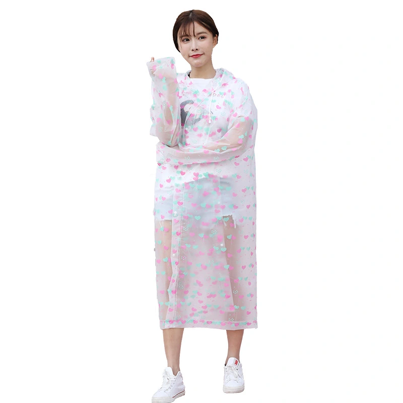 Adult Fashion Back EVA Raincoat Candy Color Printed Full Edition Walking Raincoat Printed Raincoat