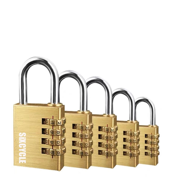 All Copper Small Password Padlock Storage 4-Position Pull-Rod Case Combination Lock Travel Case Gym Household Pure Copper Lock