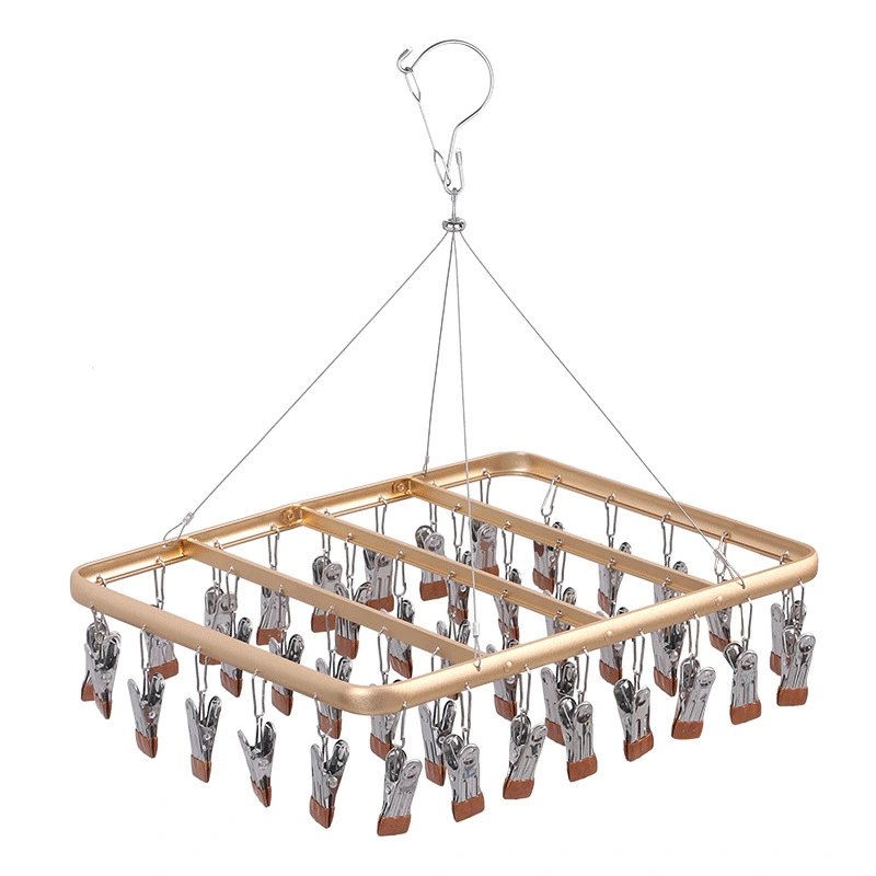 Aluminum Alloy Drying Rack Home Space Aluminum Cool Underwear Clip Clothespin Non-slip Multi-clip Drying Rack Drying Hosiery Rack