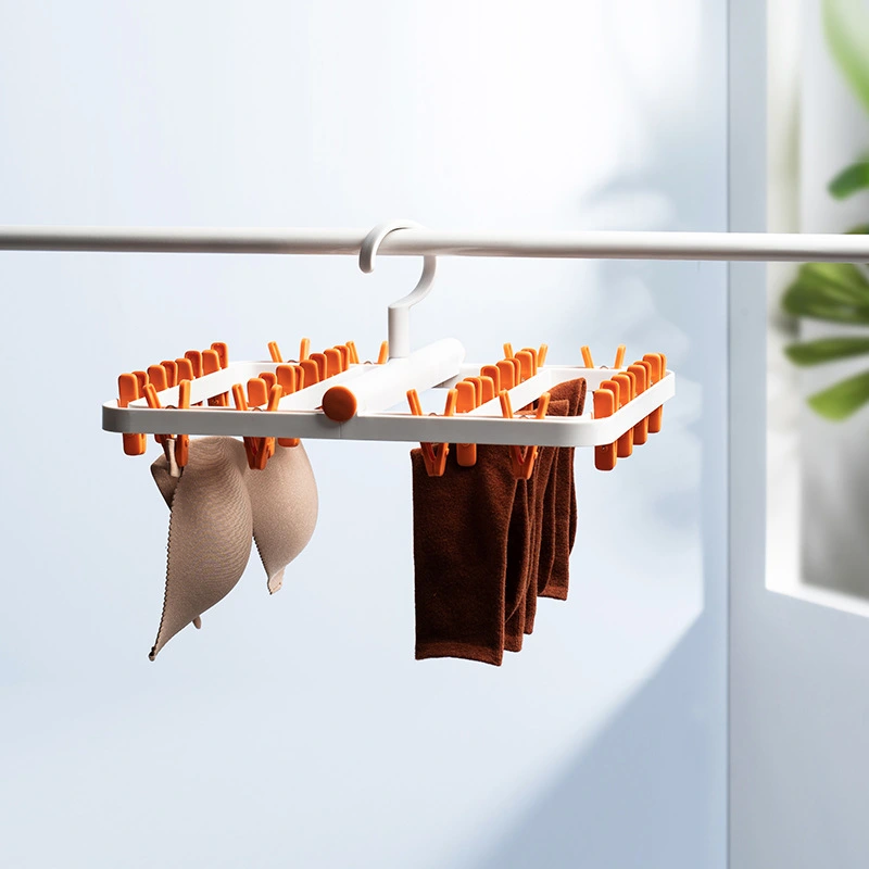 Creative Collapsible Multi-functional Drying Rack Windproof Plastic Hangers Underwear Tights Clip Fixer Wholesale