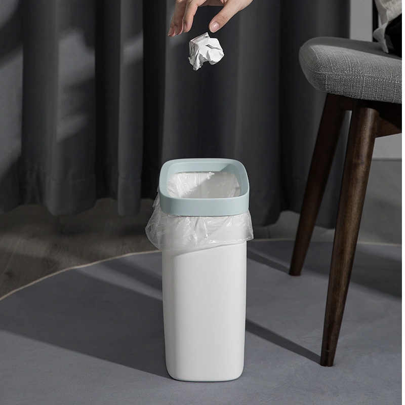 Creative Narrow Gap Garbage Can Household Plastic Bathroom Bedroom Modern Simple with Cover Garbage Can Wholesale